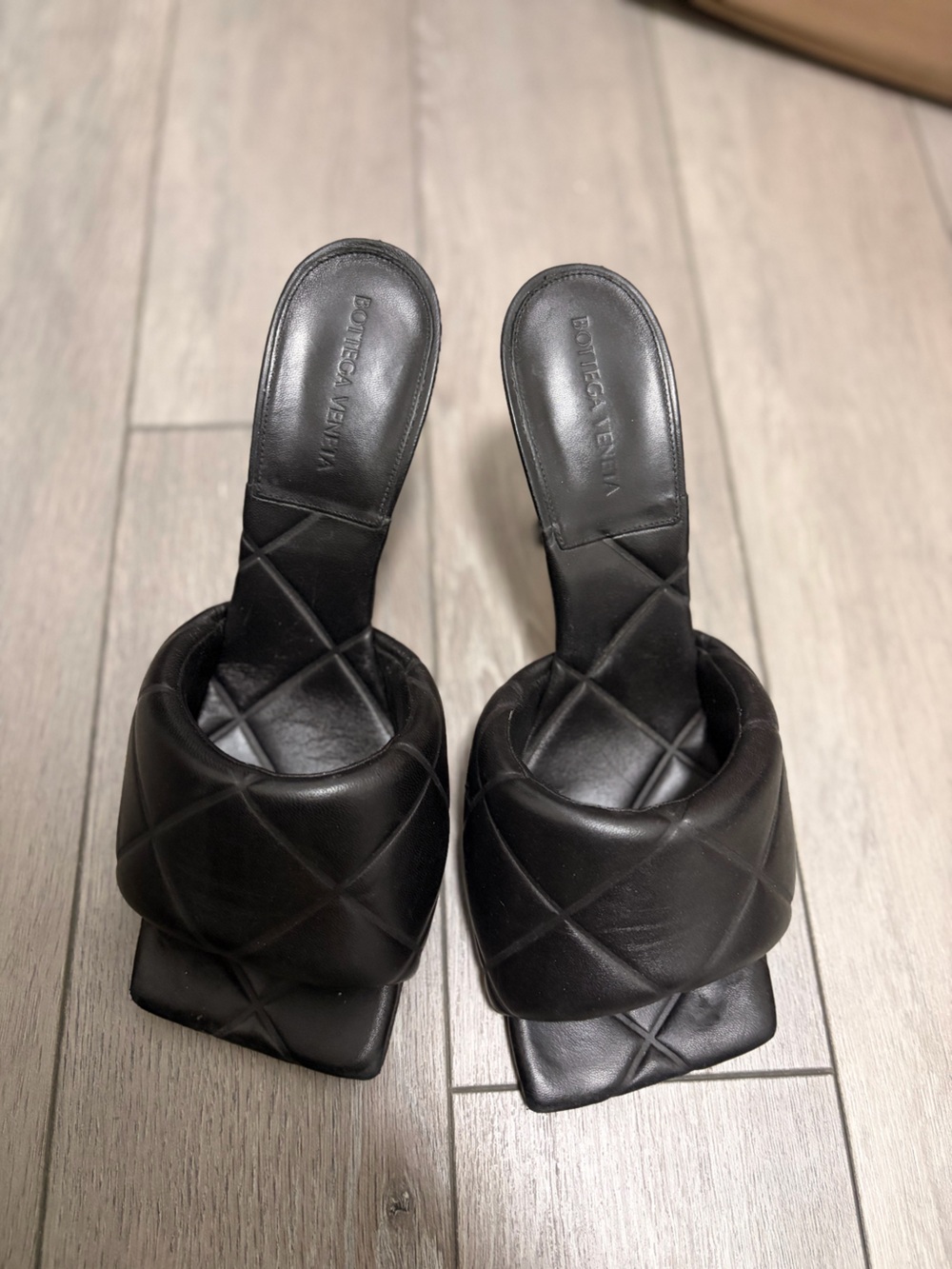 Bottega Veneta Black Quilted Leather Padded Slide Mules